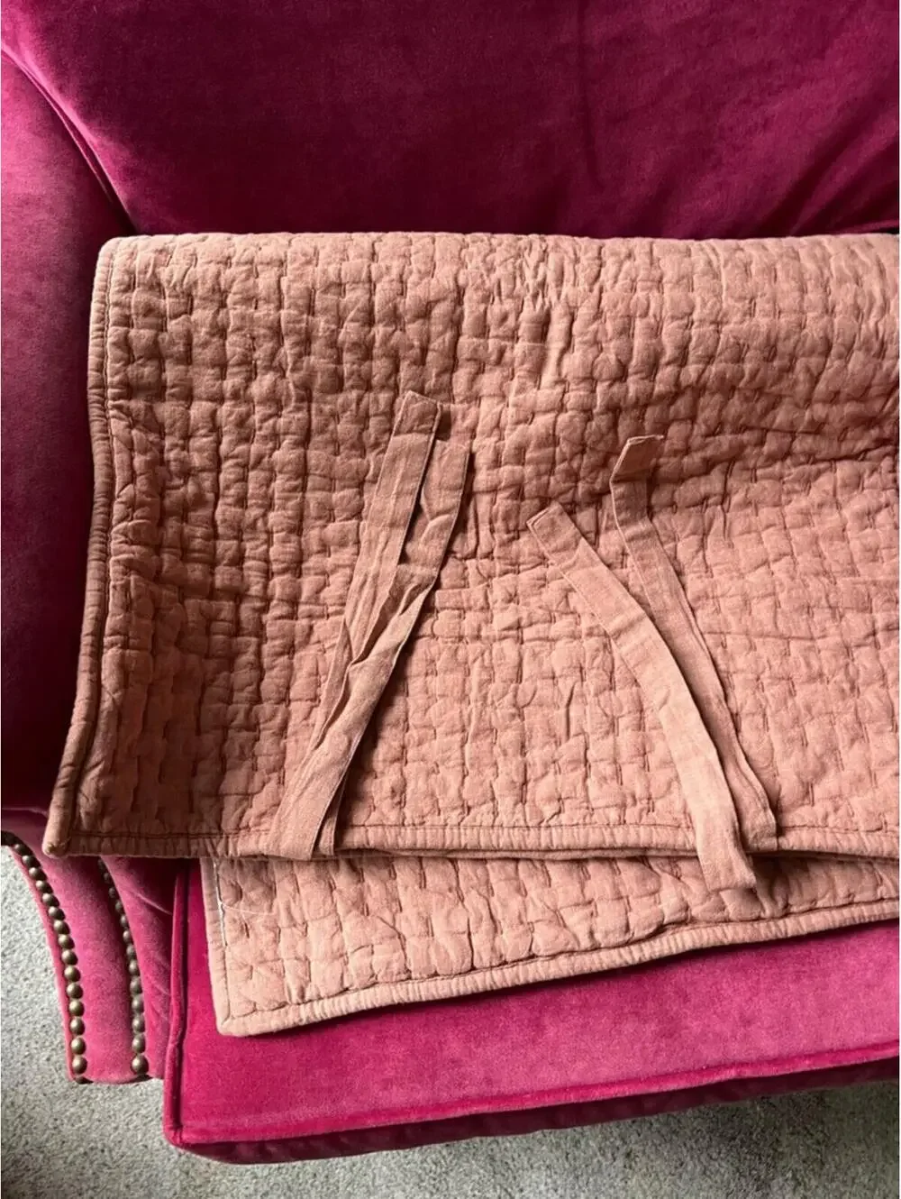 Pottery Barn Pickstitch King Pillow Sham Cotton Linen BRICK GREAT Condition